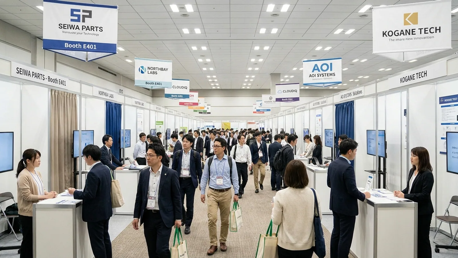 BtoB展示会の会場イメージ画像（AI生成・実際の会場写真ではありません）
